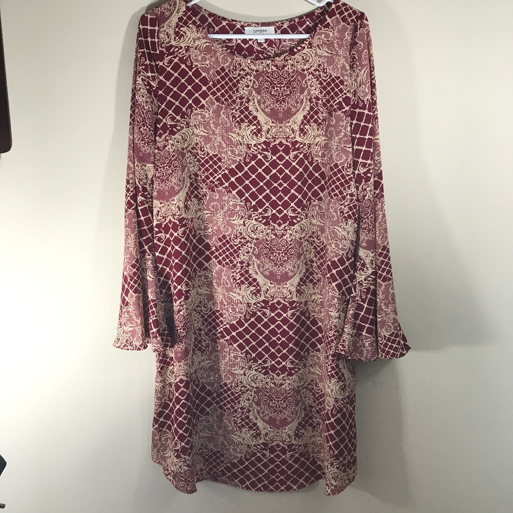 Umgee Bell Sleeve Long Tunic/Dress Size L